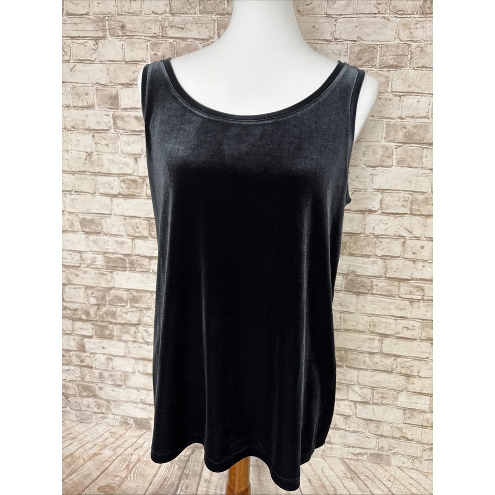 Pure J. Jill Women's Tank Top Black Velour Soft Stretch Scoop Neck Size M Layer‎